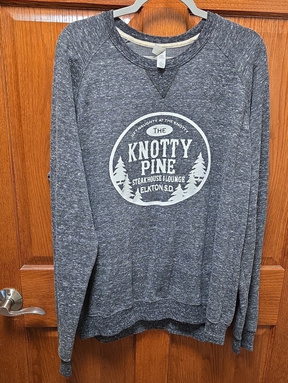Jerzees Dark Heather Gray Crewneck with White Logo
